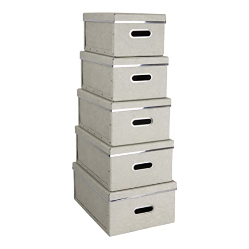BIGSO JOACHIM 5er-Set Aufbewahrungsboxen für das Schlaf-, Kinder- oder Arbeitszimmer – Ordnungsbox mit Deckel – Aufbewahrungskisten aus Faserplatte und Papier in Leinenoptik – beige BIGSO JOACHIM 5er-Set Aufbewahrungsboxen für das Schlaf-, Kinder- oder Arbeitszimmer – Ordnungsbox mit Deckel – Aufbewahrungskisten aus Faserplatte und Papier in Leinenoptik – beige von BIGSO BOX OF SWEDEN