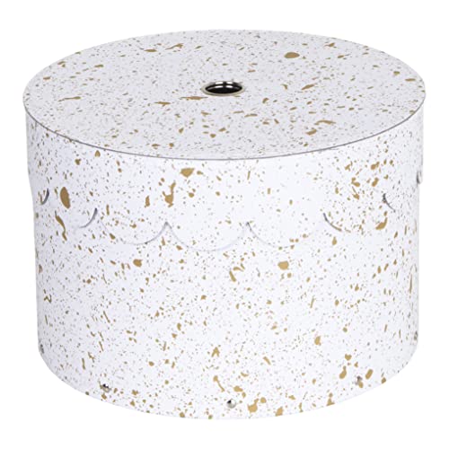 BIGSO WILMA 2er-Set runde Aufbewahrungsbox mit Deckel – Ordnungsbox mit Deckel für Kleidung, Spielzeug usw. – Dekorative runde Box aus Faserplatte und Papier – gold gesprenkelt von BIGSO BOX OF SWEDEN