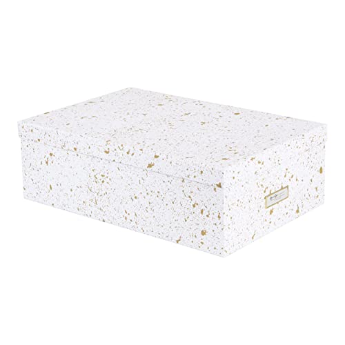 BIGSO BOX OF SWEDEN INGE 3er-Set Aufbewahrungsboxen für das Schlaf-, Kinder-, Arbeits- oder Badezimmer – Ordnungsbox mit Deckel – Aufbewahrungskisten aus Faserplatte und Papier – gold gesprenkelt von BIGSO BOX OF SWEDEN