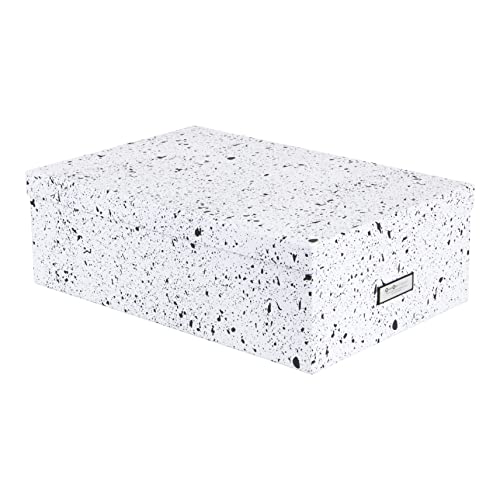 BIGSO INGE 3er-Set Aufbewahrungsboxen für das Schlaf-, Kinder-, Arbeits- oder Badezimmer – Ordnungsbox mit Deckel – Aufbewahrungskisten aus Faserplatte und Papier – schwarz gesprenkelt von BIGSO BOX OF SWEDEN