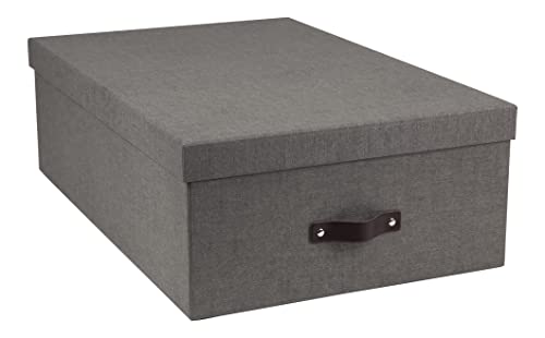 Bigso Box of Sweden INGE 3er-Set Aufbewahrungsboxen für das Schlaf-, Kinder-, Arbeits- oder Badezimmer – Ordnungsbox mit Deckel – Aufbewahrungskisten in Leinenoptik – grau von BIGSO BOX OF SWEDEN