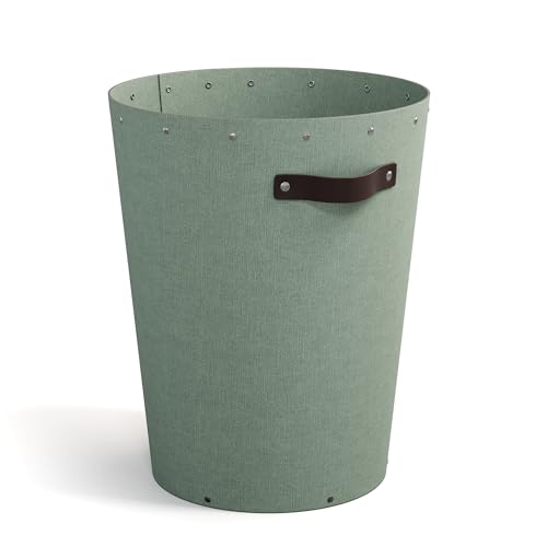 BIGSO ARIES Papierkorb für Büros – Mülleimer mit Ledergriff für moderne Einrichtungen – Büromülleimer aus recycelter Faserplatte – mintgrün von BIGSO BOX OF SWEDEN