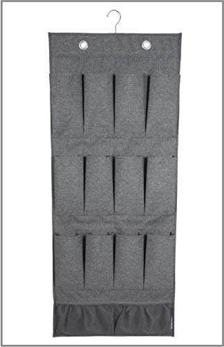 Bigso Box of Sweden Hängeorganizer mit 12 Fächern für Schuhe, Accessoires, Spielzeug usw. – stilvolles Hängeregal für die Tür oder Wand – Tür Organizer aus Polyester und Karton – grau von BIGSO BOX OF SWEDEN