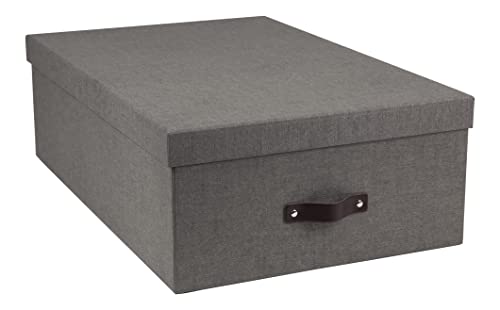 BIGSO INGE 3er-Set Aufbewahrungsboxen für das Schlaf-, Kinder-, Arbeits- oder Badezimmer – Ordnungsbox mit Deckel – Aufbewahrungskisten in Leinenoptik – grau von BIGSO BOX OF SWEDEN