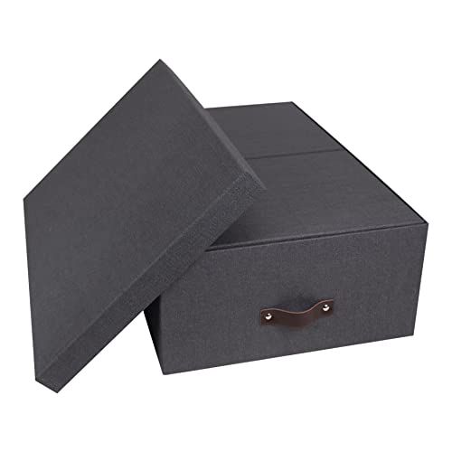 Bigso Box of Sweden INGE 3er-Set Aufbewahrungsboxen für das Schlaf-, Kinder-, Arbeits- oder Badezimmer – Ordnungsbox mit Deckel – Aufbewahrungskisten in Leinenoptik – schwarz von BIGSO BOX OF SWEDEN