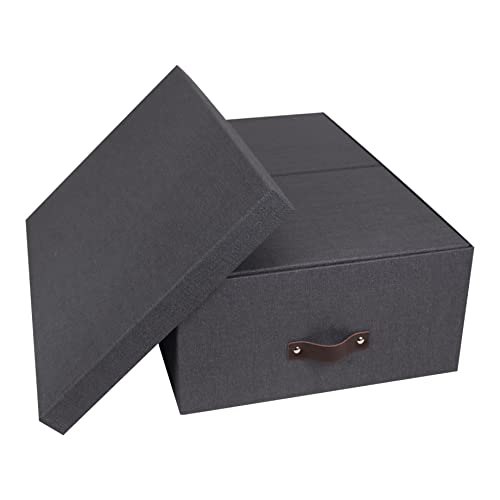 BIGSO INGE 3er-Set Aufbewahrungsboxen für das Schlaf-, Kinder-, Arbeits- oder Badezimmer – Ordnungsbox mit Deckel – Aufbewahrungskisten in Leinenoptik – schwarz von BIGSO BOX OF SWEDEN