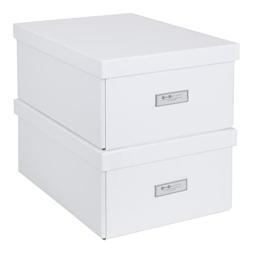 Bigso Box of Sweden Katia Faltbare Aufbewahrungsbox mit Etikettenrahmen zur Identifizierung – einfache Montage ohne Werkzeug – dekorative Aufbewahrungsboxen mit Deckel – 28,7 x 39,1 x 16,3 cm – 2 von BIGSO BOX OF SWEDEN