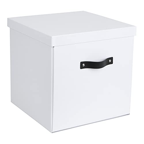 Bigso Box of Sweden LOGAN Aufbewahrungsbox mit Deckel – große Klappbox für Kleidung, Spielzeug usw. – Ordnungsbox mit Griff aus Faserplatte und Papier – weiß von BIGSO BOX OF SWEDEN