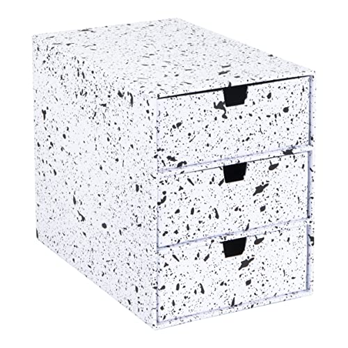 BIGSO BOX OF SWEDEN INGRID Schubladenbox für Dokumente und Bürobedarf – Schreibtisch Organizer mit 3 Schubladen – Ablagesystem aus Faserplatte und Papier – schwarz von BIGSO BOX OF SWEDEN