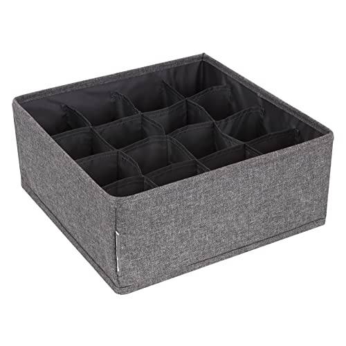BIGSO großer Schubladen Organizer – Aufbewahrungsbox mit 16 Fächern – praktische Schubladenbox für die Kommode oder das Schlafzimmer – ideal für kleinere Gegenstände – grau von BIGSO BOX OF SWEDEN