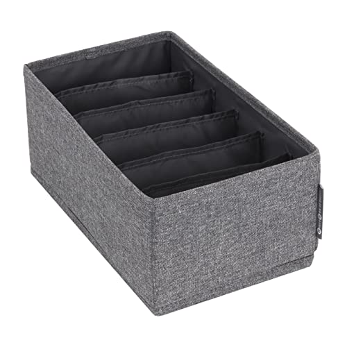BIGSO kleiner Schubladen Organizer – Aufbewahrungsbox mit 6 Fächern – praktische Schubladenbox für die Kommode oder das Schlafzimmer – ideal für kleinere Gegenstände – grau von BIGSO BOX OF SWEDEN