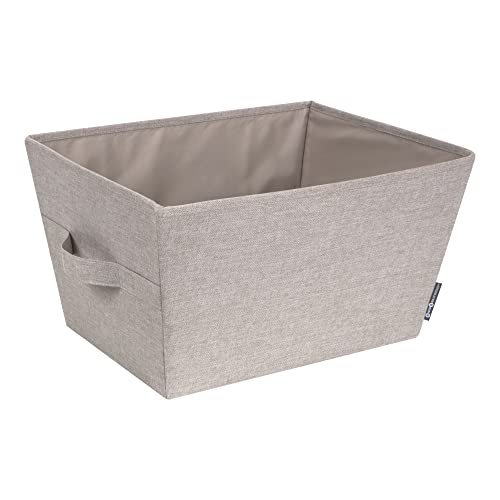 BIGSO BOX OF SWEDEN trapezförmige Aufbewahrungsbox (groß) – faltbare Box mit Tragegriffen für Decken, Kleidung, Schuhe, Spielzeug und mehr – Aufbewahrungslösung aus Polyester und Pappe – beige von BIGSO BOX OF SWEDEN