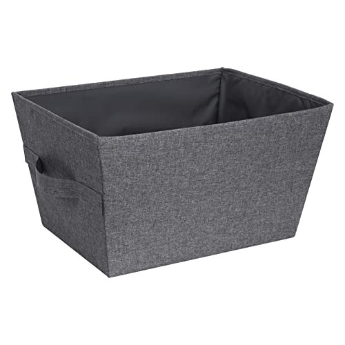 BIGSO BOX OF SWEDEN trapezförmige Aufbewahrungsbox (groß) – faltbare Box mit Tragegriffen für Decken, Kleidung, Schuhe, Spielzeug und mehr – Aufbewahrungslösung aus Polyester und Pappe – grau von BIGSO BOX OF SWEDEN