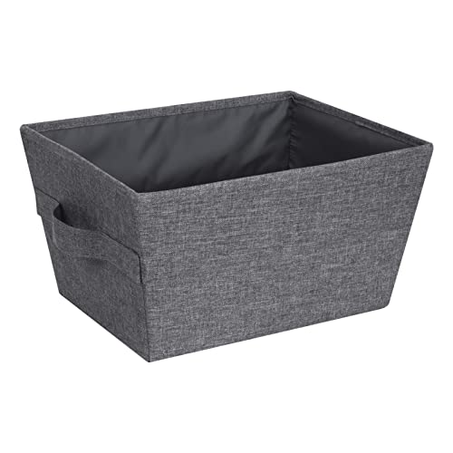 BIGSO BOX OF SWEDEN trapezförmige Aufbewahrungsbox (klein) – faltbare Box mit Tragegriffen für Decken, Kleidung, Schuhe, Spielzeug und mehr – kleine Aufbewahrungslösung aus Polyester und Pappe – grau von BIGSO BOX OF SWEDEN