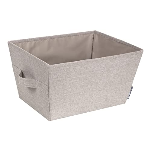 BIGSO BOX OF SWEDEN trapezförmige Aufbewahrungsbox (mittel) – faltbare Box mit Tragegriffen für Decken, Kleidung, Schuhe, Spielzeug und mehr – Aufbewahrungslösung aus Polyester und Pappe – beige von BIGSO BOX OF SWEDEN