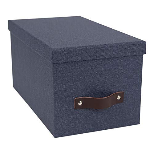 Bigso Silvia Organisations-Aufbewahrungsbox | Foto-Aufbewahrungsbox mit Ledergriff für Regale und Stapel leicht | langlebige und dekorative Aufbewahrungsboxen mit Deckel | 5,9 x 6,5 x 11,6 | Blau von BIGSO BOX OF SWEDEN
