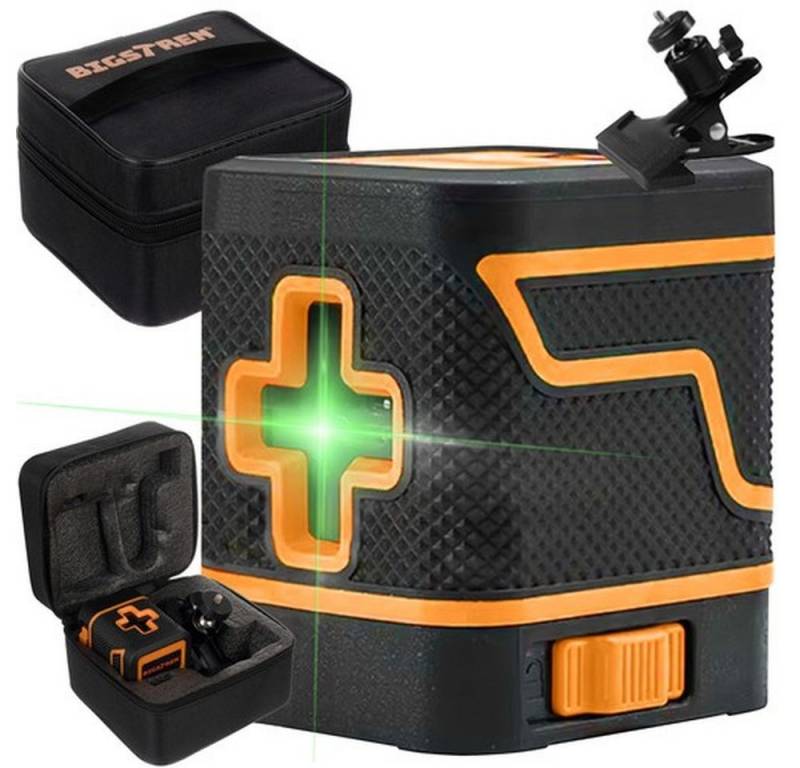 BIGSTREN Laserwasserwaage Kreuzlinienlaser Laserniveau, (Spar-Set, 1 St., praktisch verstellbar), Schutzhülle schützt sie vor Beschädigungen bei Transport von BIGSTREN