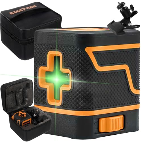 Kreuzlinienlaser Grün mit dualem Lasermodul Vertikale/Horizontale Linienlaser Selbstnivellierend 360° Drehhalterung Hohe Genauigkeit Schutztasche Innen- und Außenbereich 24293 von BIGSTREN