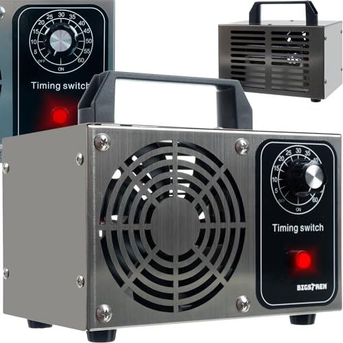 BIGSTREN Ozongenerator 20000 mg/h O3 – Mobiles Ozongerät mit Timer 60 Min für Auto, Wohnung, Büro, Keller – Luftreiniger gegen Gerüche, Bakterien, Schimmel & Viren von BIGSTREN