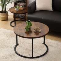 Couchtisch 2er Set Couchtisch Rund Beistelltisch Braun - Braun - Bigtree von BIGTREE