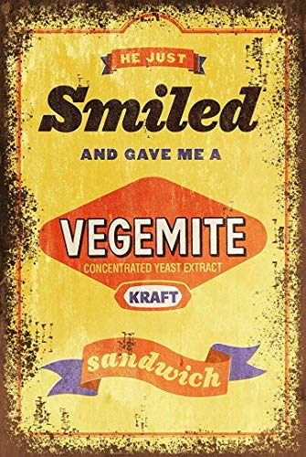 Vegemite Sandwich Wanddekoration Poster Bar Restaurant Metall Blechschild 20,3 x 30,5 cm von BIGYAK