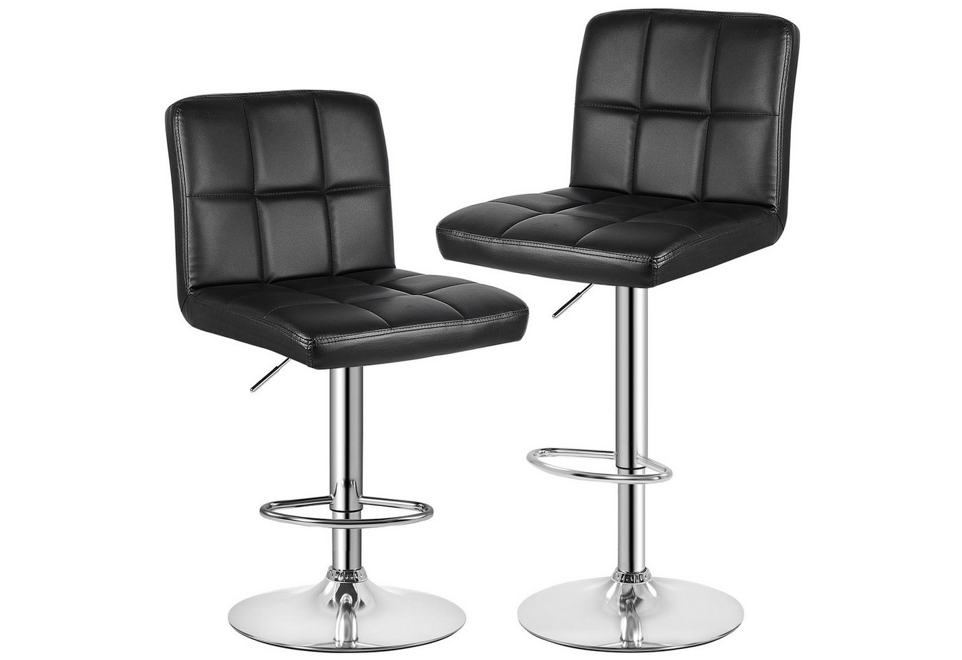 BIGZZIA Barhocker 2er Set - Barhocker Höhenverstellbar mit Lehne (Set, 2er set, 2 Barhocker im set), PU-Leder - mit Rückenlehne und Fußstütze, 360° Drehbar von BIGZZIA