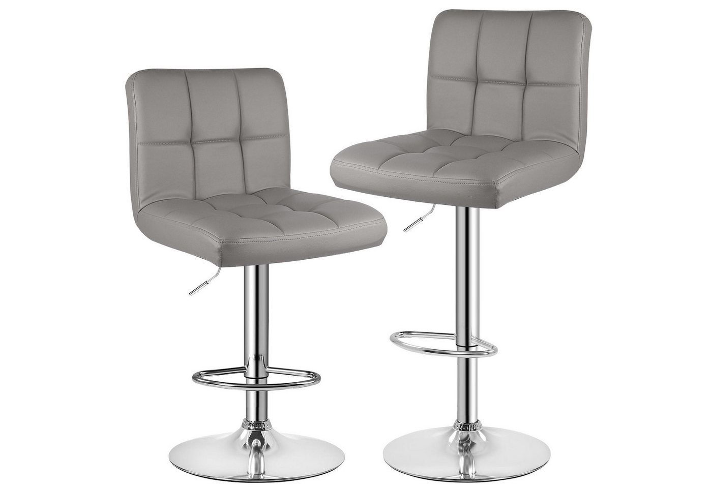 BIGZZIA Barhocker 2er Set - Barhocker Höhenverstellbar mit Lehne (Set, 2er set, 2 Barhocker im set), PU-Leder - mit Rückenlehne und Fußstütze, 360° Drehbar von BIGZZIA