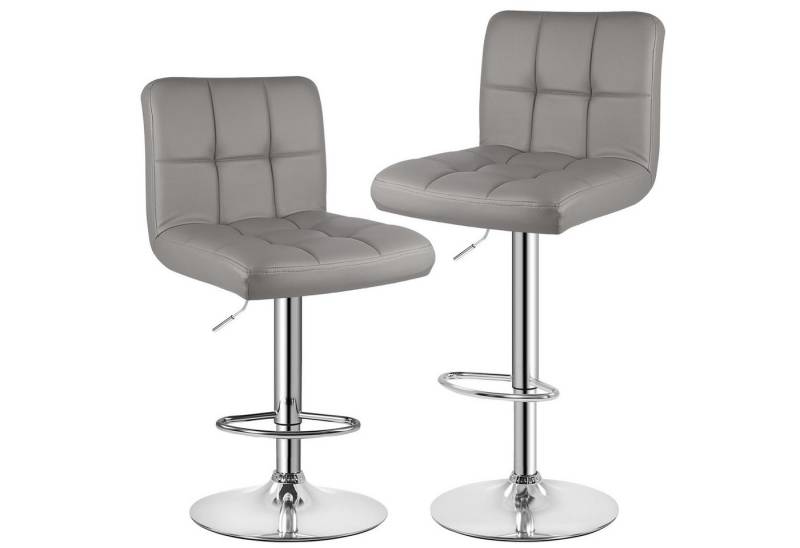 BIGZZIA Barhocker 2er Set - Barhocker Höhenverstellbar mit Lehne (Set, 2er set, 2 Barhocker im set), PU-Leder - mit Rückenlehne und Fußstütze, 360° Drehbar von BIGZZIA