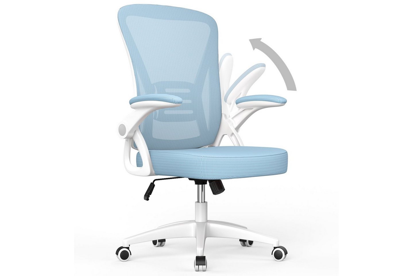 BIGZZIA Bürostuhl Ergonomischer Sitz, Sessel mit 90° klappbarer Armlehne, Lordosenstütze, höhenverstellbar von BIGZZIA