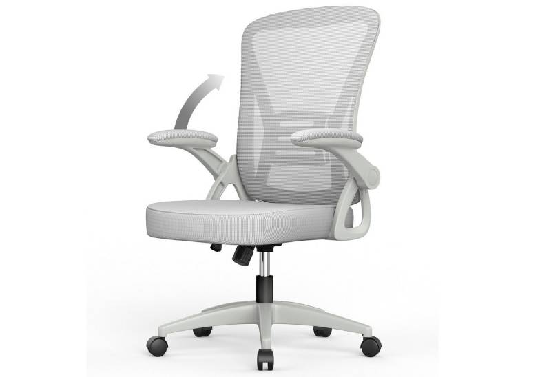 BIGZZIA Bürostuhl Ergonomischer Sitz, Sessel mit 90° klappbarer Armlehne,Lordosenstütze,höhenverstellbar von BIGZZIA