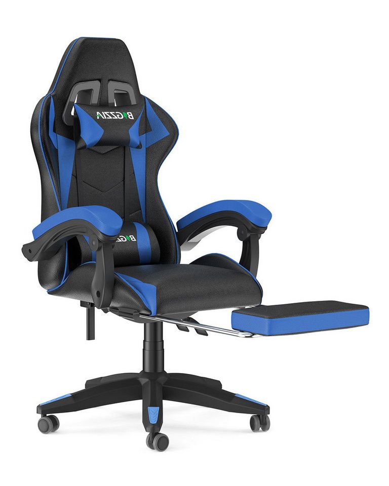 BIGZZIA Bürostuhl Gaming Stuhl mit Fußstütze - Gamer Stühle Ergonomisch mit Lendenkissen, Kopfstütze Gaming Chair Höhenverstellbar Computerstuhl von BIGZZIA