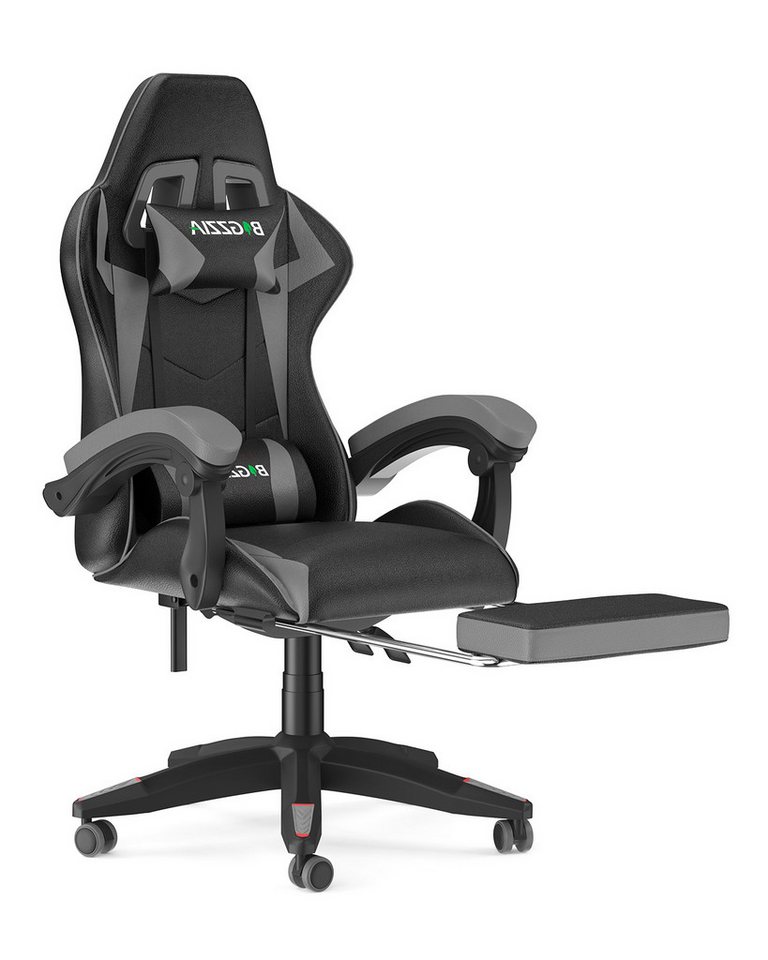 BIGZZIA Bürostuhl Gaming Stuhl mit Fußstütze - Gamer Stühle Ergonomisch mit Lendenkissen, Kopfstütze Gaming Chair Höhenverstellbar Computerstuhl von BIGZZIA