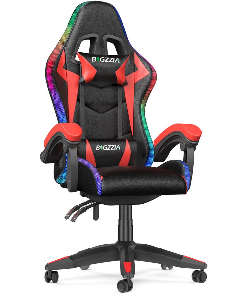 BIGZZIA Gaming-Stuhl mit LED - Gaming Chair Gamer Stühle RGB Licht, Beleuchtung Computerstuhl Höhenverstellbar Ergonomisch Bürostuhl von BIGZZIA