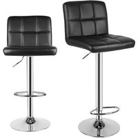 Barhocker 2er set Bigzzia Barstuhl höhenverstellbar - Küchenstühle mit lehne und Fußstütze - pu weiche Sitzfläche - Schwarz von BIGZZIA