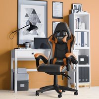 Bürostuhl Ergonomisch - Gamer Stühle mit Lendenkissen + Kopfstütze Gaming Chair Höhenverstellbar Bürostuhl Computerstuhl für Erwachsene Mädchen von BIGZZIA