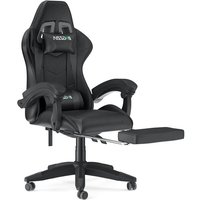 Bigzzia - Bürostuhl mit Fußstütze – Ergonomischer Sitz mit Lendenkissen + Kopfstütze Gaming Chair - Höhenverstellbar Computerstuhl für Erwachsene von BIGZZIA