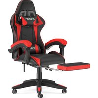 Bigzzia - Bürostuhl mit Fußstütze – Ergonomischer Sitz mit Lendenkissen + Kopfstütze Gaming Chair - Höhenverstellbar Computerstuhl für Erwachsene von BIGZZIA