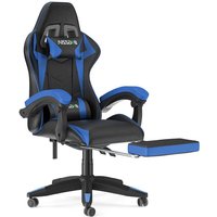 Bürostuhl mit Fußstütze – Ergonomischer Sitz mit Lendenkissen + Kopfstütze Gaming Chair - Höhenverstellbar Computerstuhl für Erwachsene Mädchen von BIGZZIA