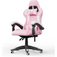 Bigzzia - Gaming Stuhl - Bürostuhl mit Rollen - Wippmechanismus - Pink von BIGZZIA