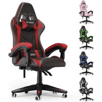 Gaming Stuhl Ergonomisch - Gamer Stühle mit Lendenkissen + Kopfstütze Gaming Chair Höhenverstellbar Bürostuhl Computerstuhl für Erwachsene Mädchen von BIGZZIA