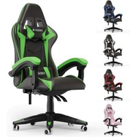 Gaming Stuhl Ergonomisch - Gamer Stühle mit Lendenkissen + Kopfstütze Gaming Chair Höhenverstellbar Bürostuhl Computerstuhl für Erwachsene Mädchen von BIGZZIA