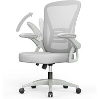 Bürostuhl Ergonomisch - Bizzia Schreibtischstuhl mit Hochklappbaren Armlehnen - Drehstuhl mit Lendenwirbelstütze - Chefsessel grau Bürostuhl Ergonomisch - Bizzia Schreibtischstuhl mit Hochklappbaren Armlehnen - Drehstuhl mit Lendenwirbelstütze - Chefsessel grau von BIGZZIA