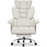 Bürostuhl mit Fußstütze, Großer Chefbürostuhl aus PU-Leder mit Hoher Rückenlehne, Ergonomischer Schreibtischstuhl mit Zusätzlichem von BIGZZIA