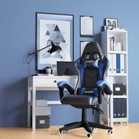 Gaming Stuhl Ergonomisch Bigzzia Gamer Stühle mit Lendenkissen + Kopfstütze - Gaming Chair Höhenverstellbar Bürostuhl Computerstuhl für Erwachsene von BIGZZIA