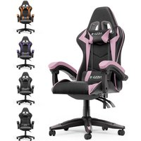 Gaming Stuhl Ergonomisch - Gamer Stühle mit Lendenkissen + Kopfstütze Gaming Chair Höhenverstellbar Bürostuhl Computerstuhl für Erwachsene Mädchen von BIGZZIA