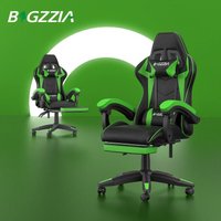 Gaming Stuhle 136kg - bigzzia gaming Stuhl mit Fußstütze - Ergonomischer Gaming Sessel mit Lendenwirbelstütze - Gaming Chair - PU Leder - PC Stuhl von BIGZZIA