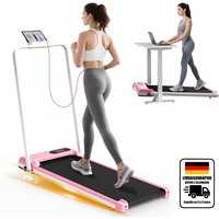 Klappbares Laufband für Zuhause, 1-8 km/h, tragbares Laufband mit Fernbedienung und LED-Anzeige, 1400-W-Motor, keine Montage erforderlich (Pink) von BIGZZIA