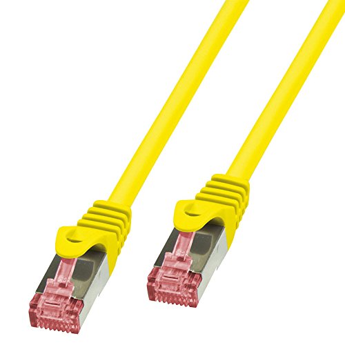 BIGtec LAN Kabel 0,15m Netzwerkkabel Ethernet Internet Patchkabel CAT.6 gelb Gigabit SFTP doppelt geschirmt für Netzwerke Modem Router Switch 2 x RJ45 kompatibel zu CAT.5 CAT.6a CAT.7 Stecker von BIGtec