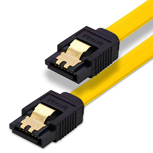 BIGtec 0,15m SATA Kabel S-ATA III Datenkabel Anschlusskabel gelb HDD SSD 6GBit/s Stecker L-Type/L-Type 15cm vergoldet gerade/gerade serial ATA Verriegelung SATA-3 von BIGtec