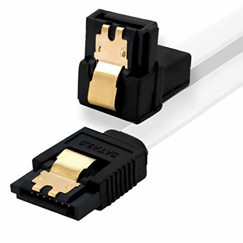 BIGtec 0,1m SATA Kabel S-ATA III Datenkabel Anschlusskabel weiß Winkel HDD SSD 6GBit/s Stecker L-Type/L-Type 90° 10cm vergoldet gerade/gewinkelt serial ATA Verriegelung SATA-3 von BIGtec